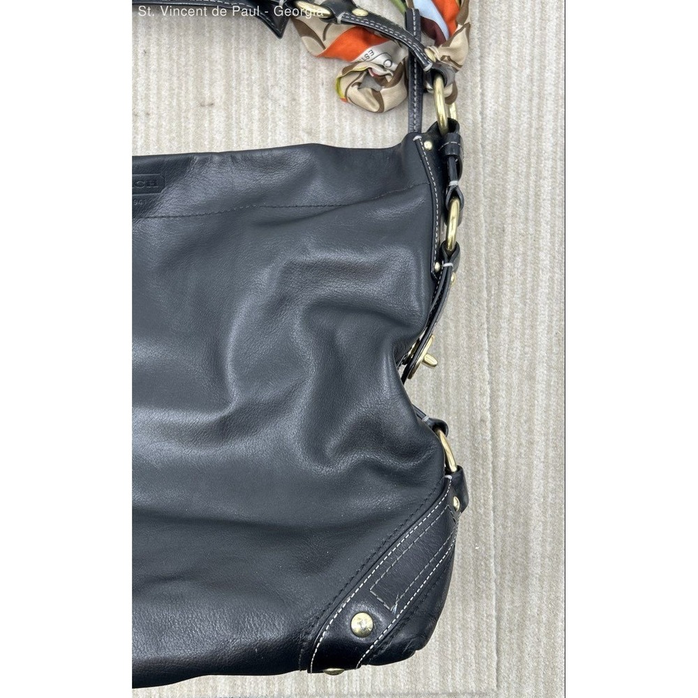 Coach Carly Large Hobo Shoulder Bag Brown Full-Grain Leather buckles 10616 Y2K - Picture 8 of 12